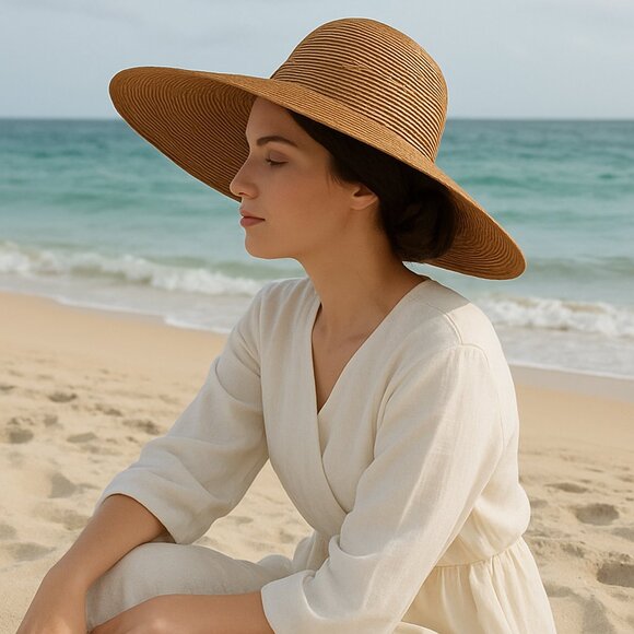 L*Space Classic Wide Brim Straw Sun Hat Coastal Cowgirl, Beachcore, Minimal Chic - Picture 6 of 10
